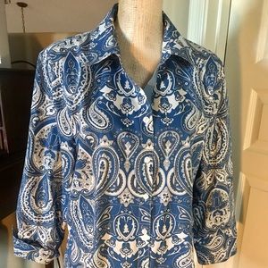 Fabulous Paisley Print  Blouse by Coldwater Creek ,No Iron, XL , classy, comfy